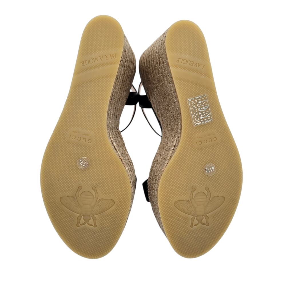 Gucci GG Marmont Aitana Platform Wedge Sandal Black Leather Size 41.5 US 11.5 - Picture 12 of 12